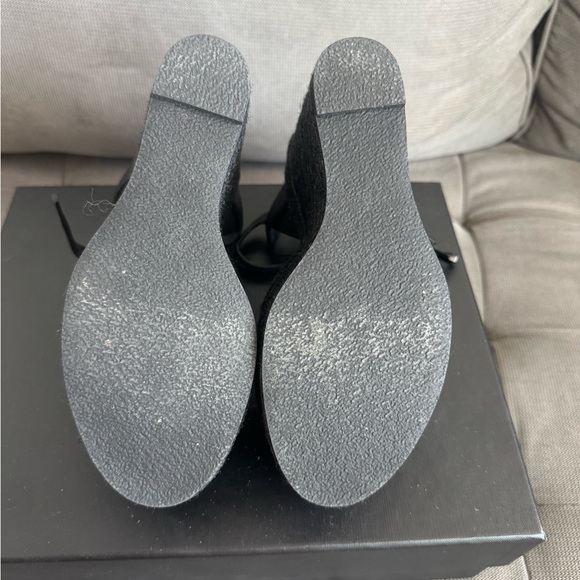 Saint Laurent Black Tribute Espadrille Wedge Sandals Size 37 - Picture 9 of 9
